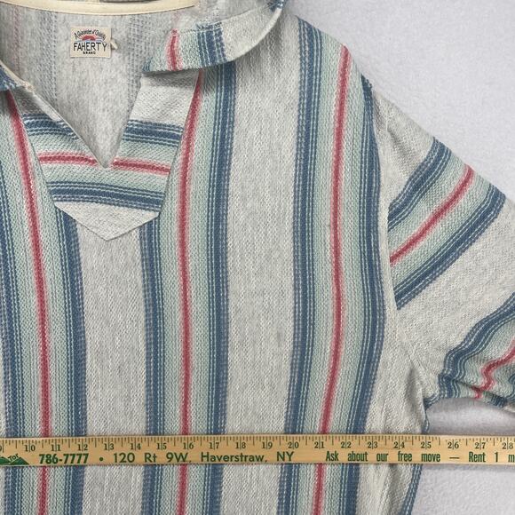 FAHERTY Hoodie Mens XL Biarritz Pacific Break Stripe Textured Boho Cotton Gray - Picture 14 of 16